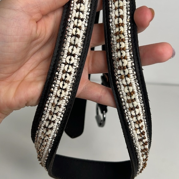 Lucky Brand women’s beaded slim belt black white brown size medium - Picture 5 of 9
